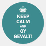 "Keep Calm and Oy Gevalt!" Round Stickers