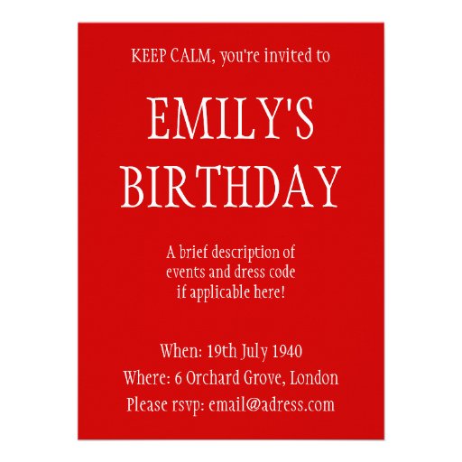 Keep Calm and Paint Your Nails (all colors) Personalized Invitation