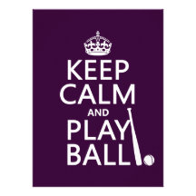 Keep Calm and Play Ball (baseball) (any color) Personalized Invitations