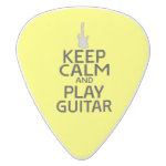 Keep Calm and Play Electric Guitar - on Yellow White Delrin Guitar Pick