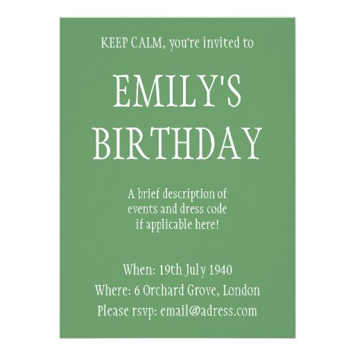 Keep Calm and Play Golf - all colors Personalized Invitation