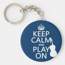 Keep Calm and Play On (double bass) Keychain