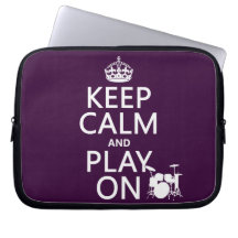 Keep Calm and Play On (drums)(any color) Laptop Computer Sleeve