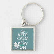 Keep Calm and Play On (Piano)(any background color Key Chains