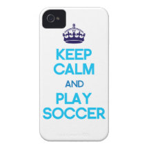Keep Calm And Play Soccer (Blue) iPhone 4 Case-Mate Case