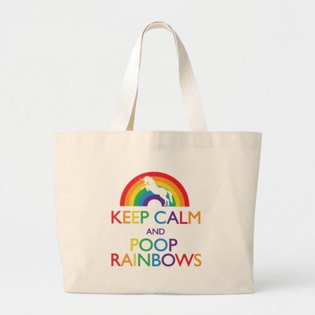 Keep Calm and Poop Rainbows Unicorn Jumbo Tote Bag