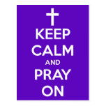 Keep Calm and Pray On Purple Postcard