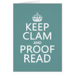 Keep Calm and Proofread (clam) (any color) Card