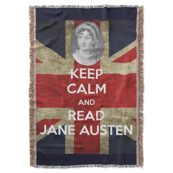 Keep Calm and Read Jane Austen with British Union Throw