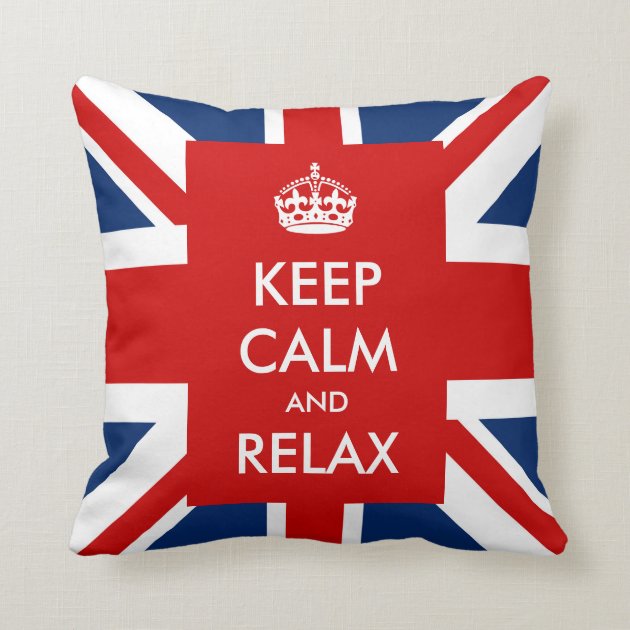 Keep Calm and Relax British UK Flag Union Jack Throw Pillows-0