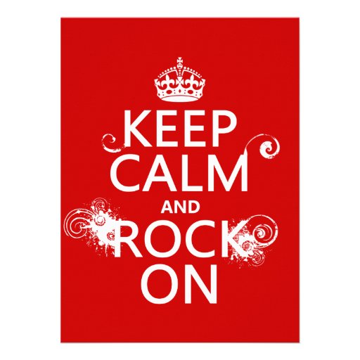 Keep Calm and Rock On (any background color) Personalized Invitations