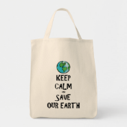 Keep Calm and Save Our Earth Grocery Tote Bag