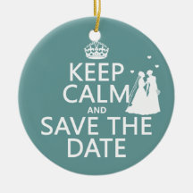 Keep Calm and Save The Date Lesbian Wedding Christmas Tree Ornament