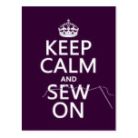 Keep Calm and Sew On (in all colors) Postcards