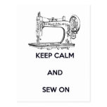 Keep Calm and Sew On Postcard