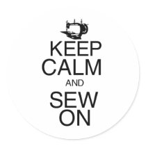 Keep Calm and Sew On Round Sticker