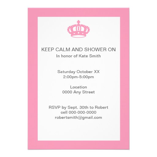 Keep Calm and Shower On Personalized Invitation