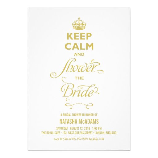 Keep Calm And Shower The Bride Funny Bridal Shower Cards