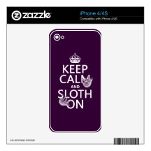Keep Calm and Sloth On Skin For iPhone 4S