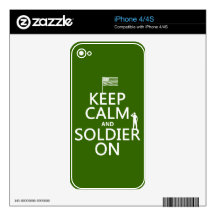 Keep Calm and Soldier On (US flag) (any color) Skins For The iPhone 4