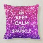 Keep Calm and Sparkle Glitter LookLike Rainbow Pillow