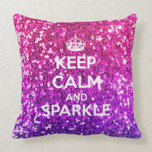 Keep Calm and Sparkle Glitter LookLike Rainbow Pillow