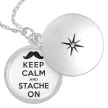 Keep Calm and Stache On Personalized Necklace
