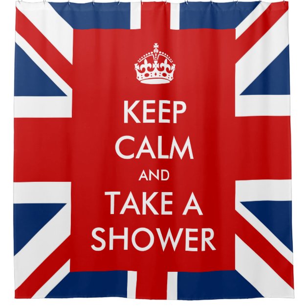 Keep Calm and Take A Shower and UK Flag Union Jack Shower Curtain-1
