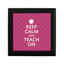 Keep Calm and Teach On, Pink Plaid Keepsake Boxes