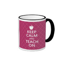 Keep Calm and Teach On, Pink Plaid Mugs