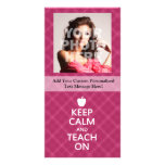 Keep Calm and Teach On, Pink Plaid photo cards