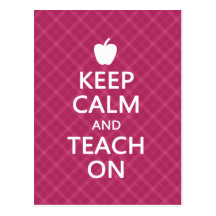 Keep Calm and Teach On, Pink Plaid Postcards