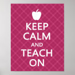 Keep Calm and Teach On, Pink Plaid Print