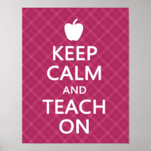 Keep Calm and Teach On, Pink Plaid Print