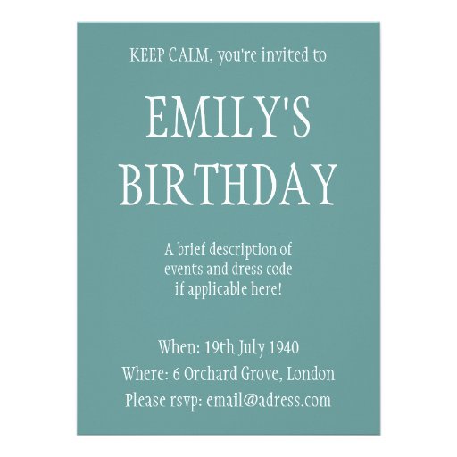 Keep Calm and Thank Your Assistant - in any color Custom Invitation