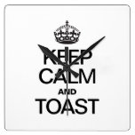 KEEP CALM AND TOAST SQUARE WALL CLOCK