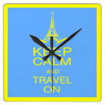 Keep Calm And Travel On Wall Clock