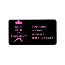 Keep calm and tumble gymnast personalized address labels