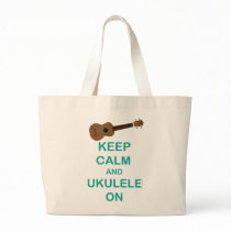 Keep Calm and Ukulele On unique Hawaii fun print Canvas Bag