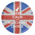 Keep Calm and Watch Him Dance plates