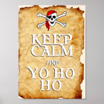 KEEP CALM and YO HO HO in tattered parchment Print