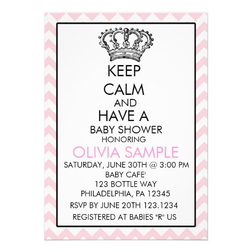 Keep Calm Baby Shower Invitation (front side)