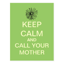 KEEP CALM Call Your Mother Postcard (Green) postcards