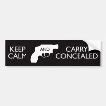 Keep Calm Carry Concealed Black/White Bumper Sticker