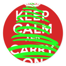 KEEP CALM Christmas Tree Grafitti Round Sticker
