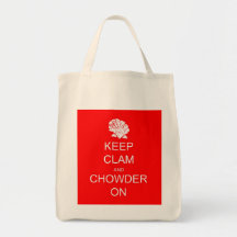 Keep Calm Clam Chowder Grocery Tote Canvas Bag
