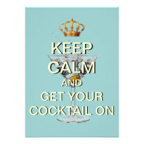 Keep Calm Cocktail Party Custom Invitation (Blue) invitations