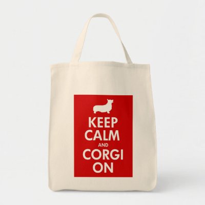 Keep Calm Corgi On Grocery Tote (Pembroke) Canvas Bags