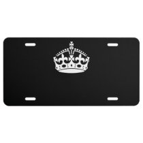 KEEP CALM CROWN on Black Customize This! License Plate at Zazzle