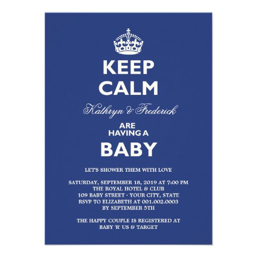 Keep Calm Funny Couples Baby Shower Party Invite